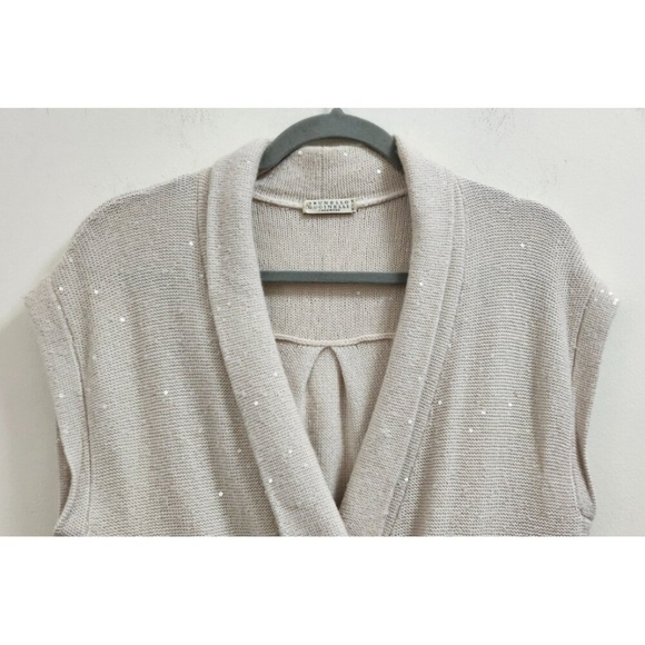 Brunello Cucinelli Cashmere Sleeveless Shawl Cardigan Speckled Knit Vest Double - Picture 5 of 16